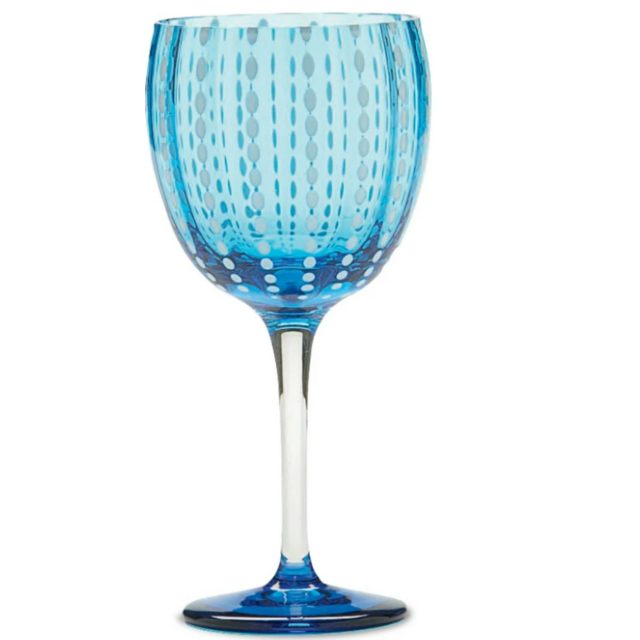 Perle Wine Goblet (Set of 2) Aquamarine