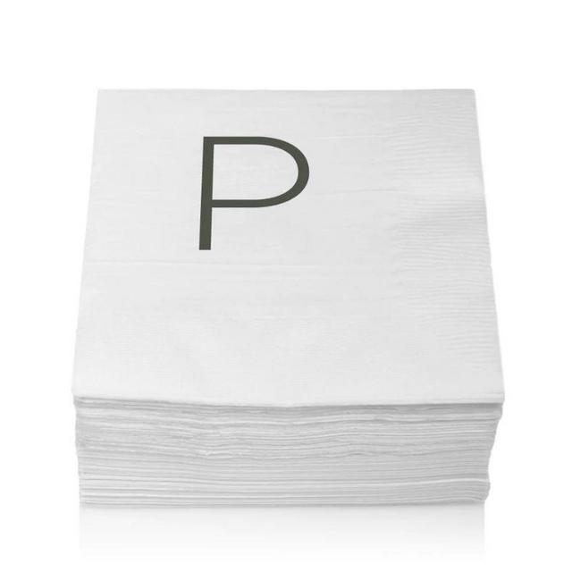 Monogram Cocktail Napkin, P (Set of 50)
