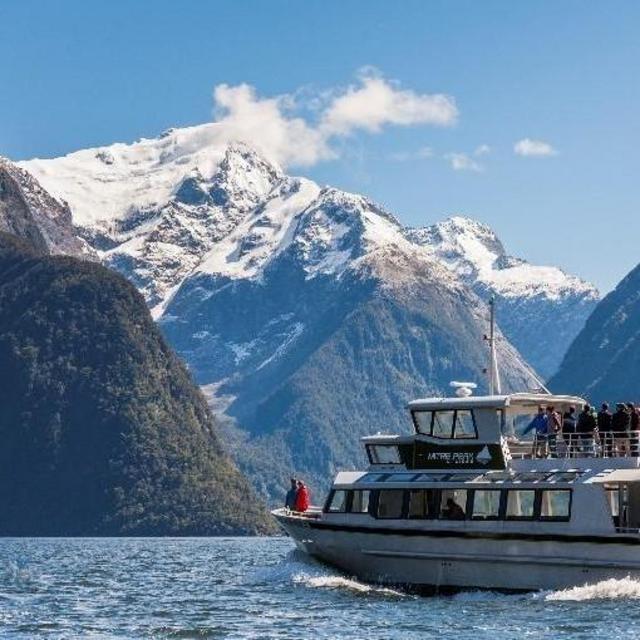 Boat ride at Doubtful Sound, New Zealand on our honeymoon