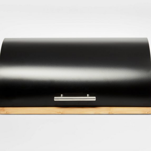 Metal Breadbox with Bamboo Base Black - Threshold™