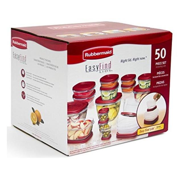 Rubbermaid 60-Piece Easy Find Lid Food Storage Container Set, Red
