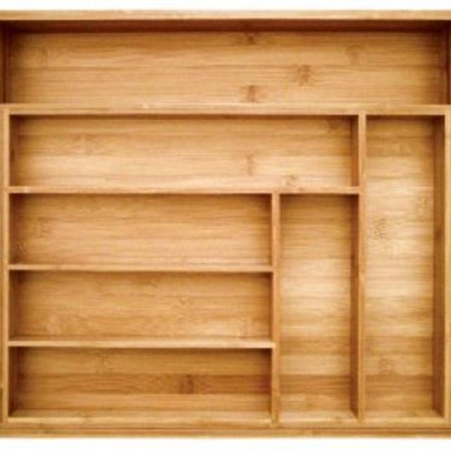 Totally Bamboo Expandable Utility Drawer Organizer, 8 Compartments, 2 with Adjustable Dimensions, Beautiful and Durable Bamboo