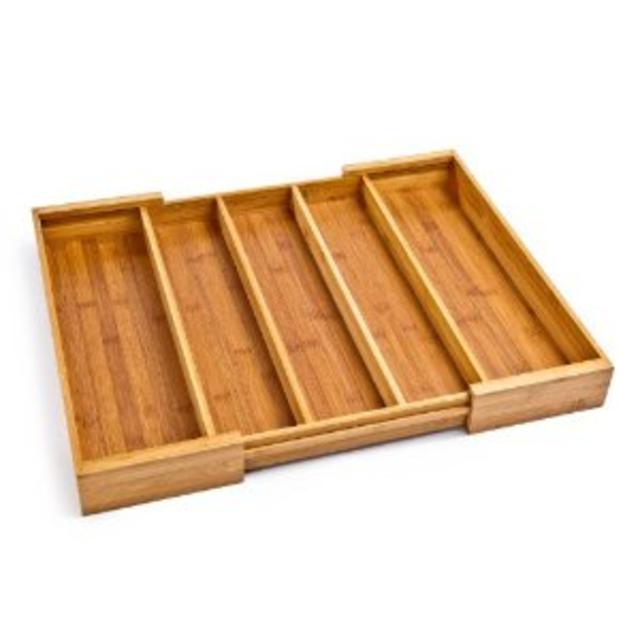 Seville Classics Expandable Bamboo Cutlery Drawer Organizer