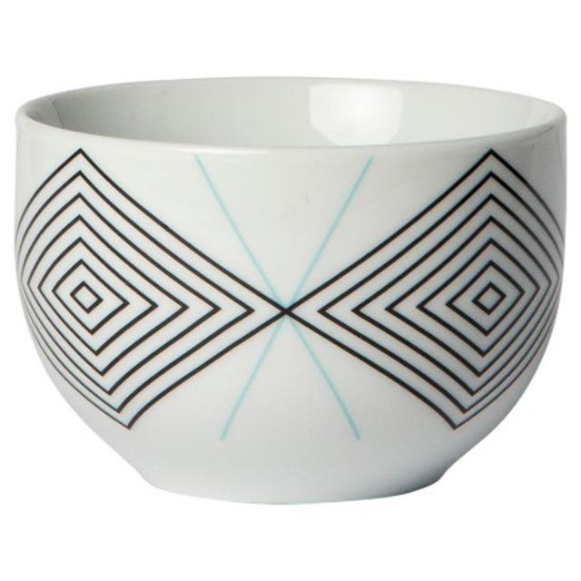 Cheeky® Memphis 8oz Porcelain Mini Bowl - Black Diamond with Teal X