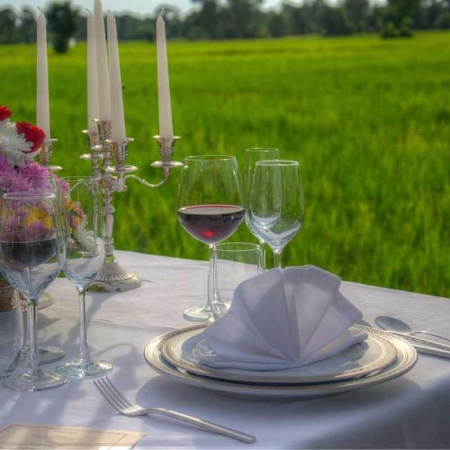 Starlit dinner in a private rice field