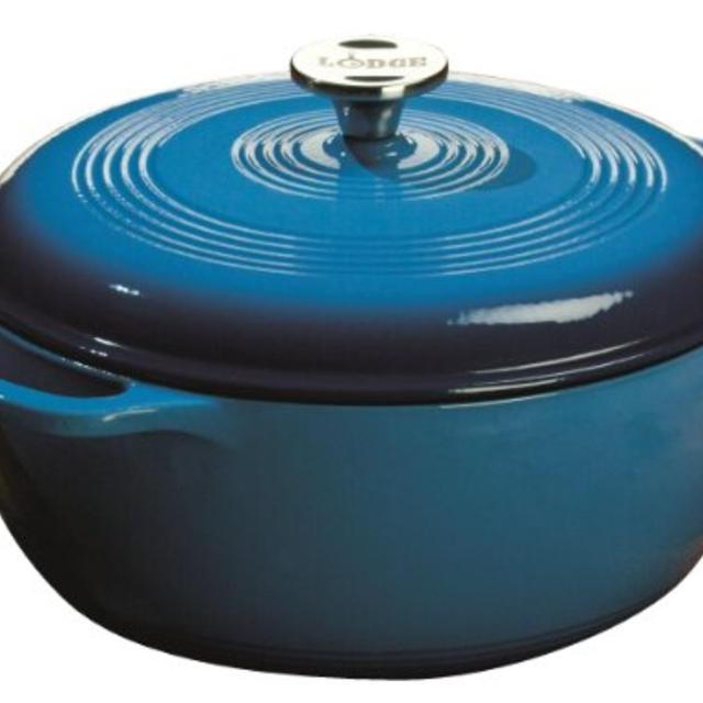 Lodge Color EC6D33 Enameled Cast Iron Dutch Oven, Blue, 6-Quart