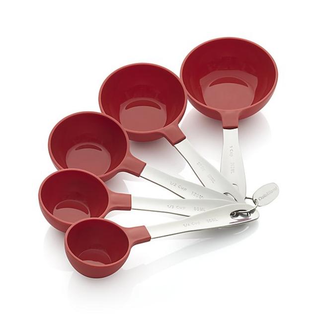 Set of 5 Red Stainless Steel Measuring Cups