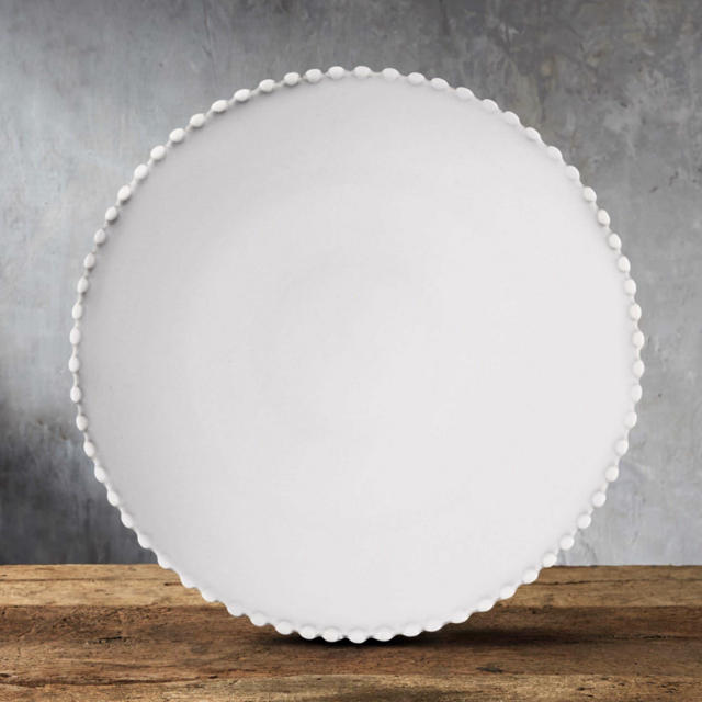 Avignon White Dinner Plates with Pearl Trim (Set of 4)