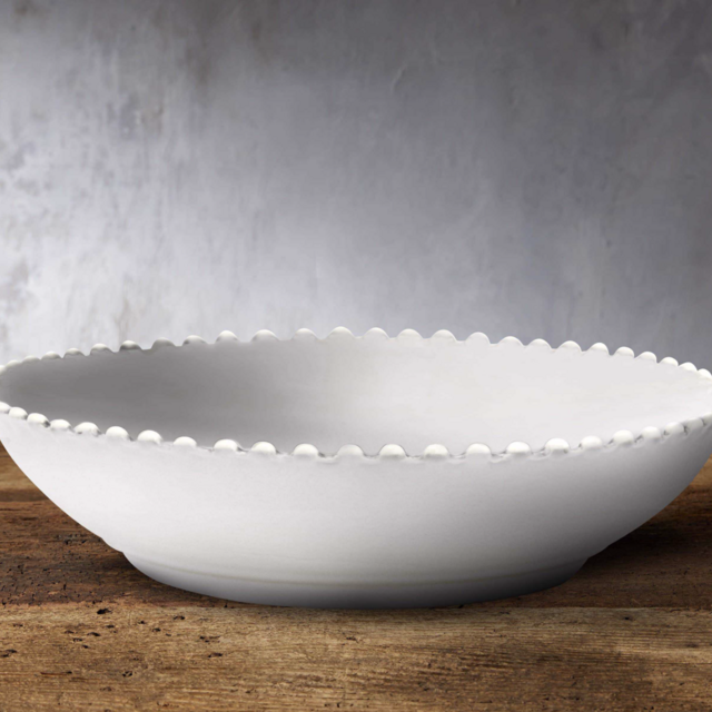 Avignon White Soup Bowls with Pearl Trim (Set of 4)