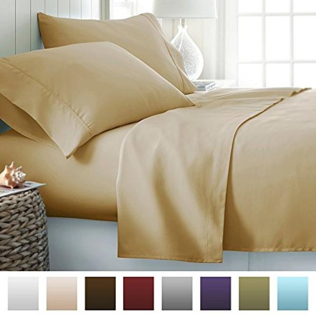 Beckham Hotel Collection Luxury Soft Brushed Microfiber 4 Piece Bed Sheet Set Deep Pocket - King - Cream