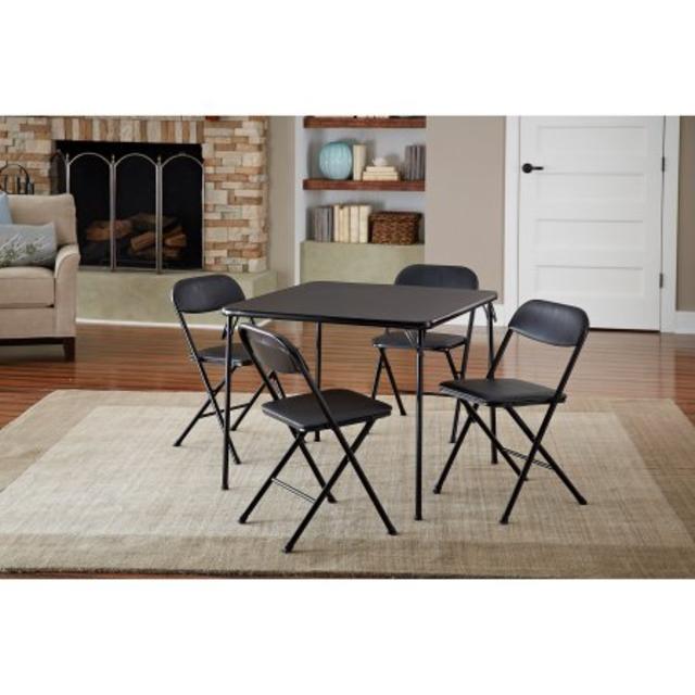 Cosco 5-Piece Card Table Set, Black