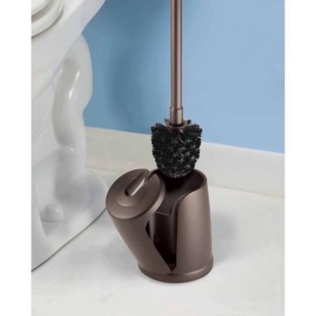InterDesign Kent Bathware, Toilet Bowl Brush and Holder for Bathroom Storage, Bronze