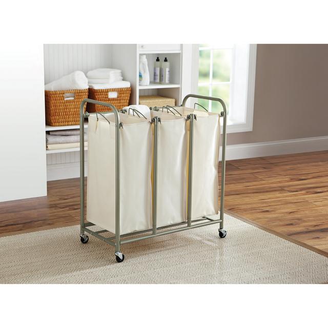 Better Homes and Gardens 3-Bag Laundry Sorter, Brown/Ivory