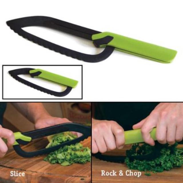 Rock n' Slice In'a Snap 2-In-1 Kitchen Food Prep Knife Cutting Slicing Chopping