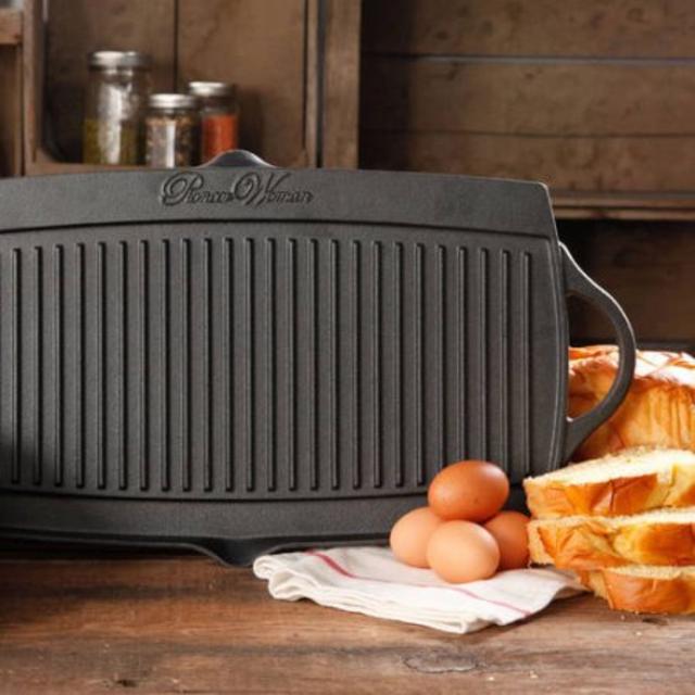 The Pioneer Woman Timeless Cast Iron Pre-Seasoned Reversible Grill/Griddle, Black