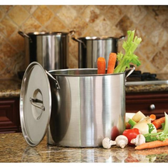 Cook Pro 8, 12 and 16-Quart Stock Pot Set with Lids, Stainless Steel