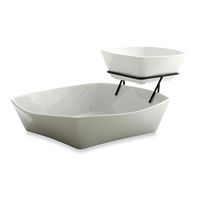 B. Smith Serveware Square 2-Tier Chip and Dip Set