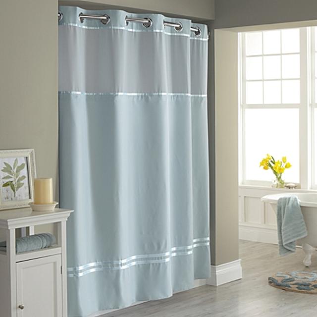 Hookless® Escape 71-Inch x 74-Inch Fabric Shower Curtain and Shower Curtain Liner Set in Blue