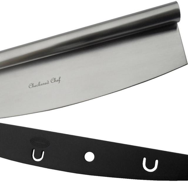 Checkered Chef Pizza Cutter Sharp Rocker Blade With Cover. Heavy Duty Stainless Steel.