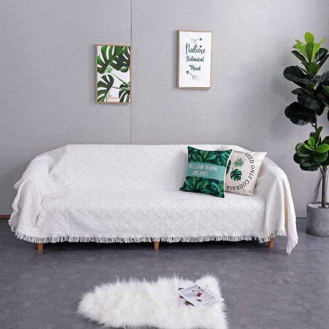 Sofier Couch Cover Sofa Covers for 3 Cushion Couch Geometrical Premium Sofa Covers for Living Room Sectional Sofa Covers for Dogs Pet Couch Protector Furniture Covers(White Grid, 90"X133", X-Large)