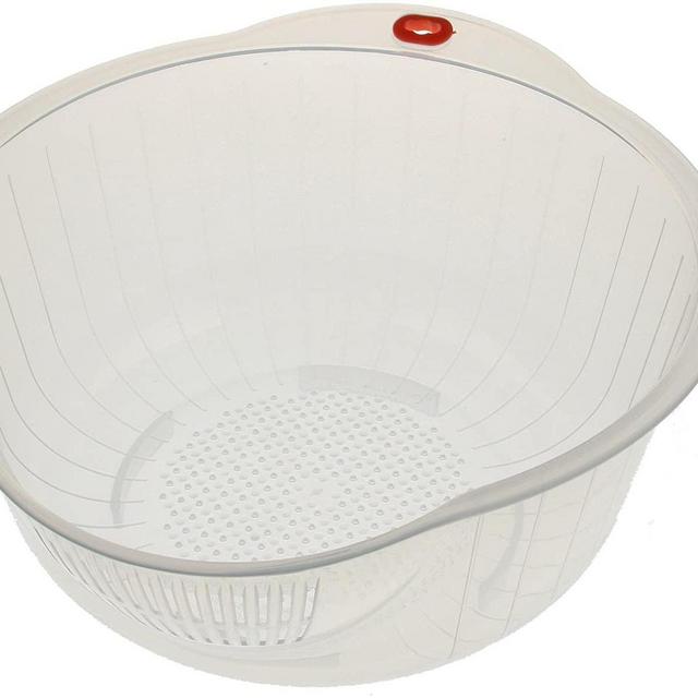 Kotobuki Japanese Rice Washer with Dual Drain, Clear