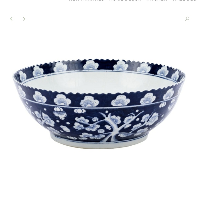 Jansen Home Blue Plum Blossom Scalloped Bowl