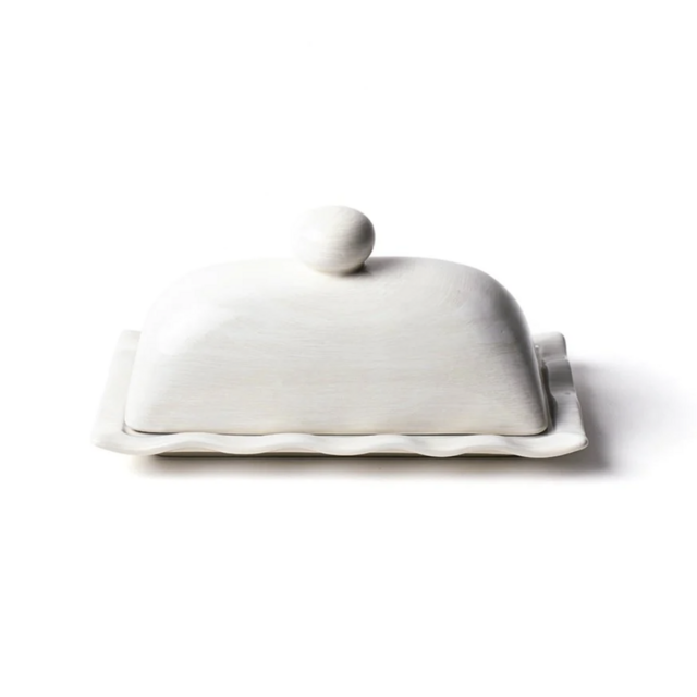 Jansen Home White Ruffle Domed Butter Dish