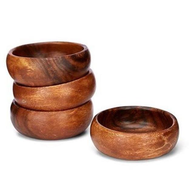 Southern Living Acacia Wood Round Snack Bowls, Set of 4