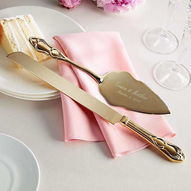 Gold Plated Cake Knife and Server Set for Wedding
