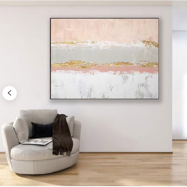 Large blush and gold wall decor (framed)