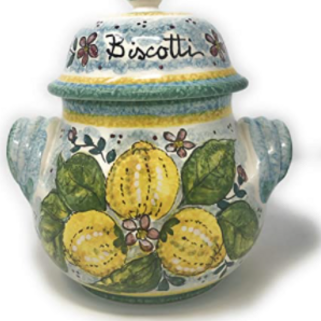 CERAMICHE D'ARTE PARRINI- Italian Ceramic Cookies Jar Biscotti Hand Painted Made in ITALY Tuscan Art Pottery