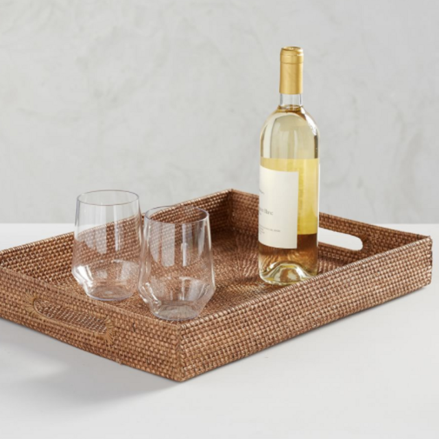 Tava Rattan Serving Tray - Honey
