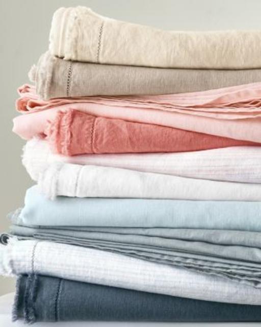 Eileen Fisher Washed Linen Collection king fiited sheet, white