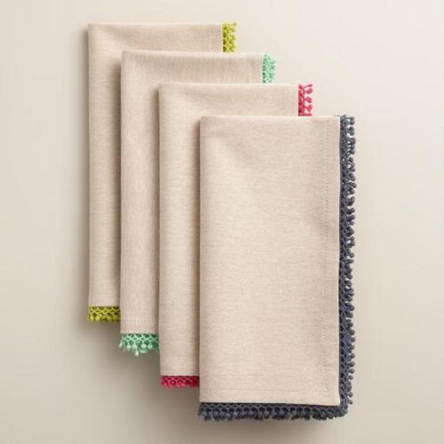 Chambray Crochet Napkins Set of 4 - Aqua