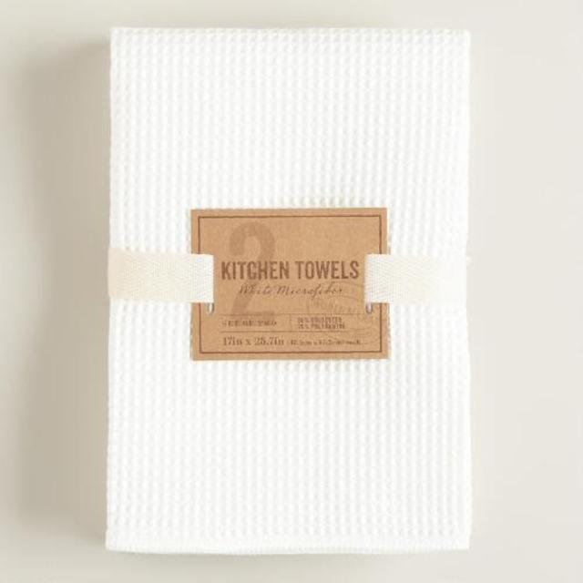 Waffle Weave Microfiber Kitchen Towels, Set of 2