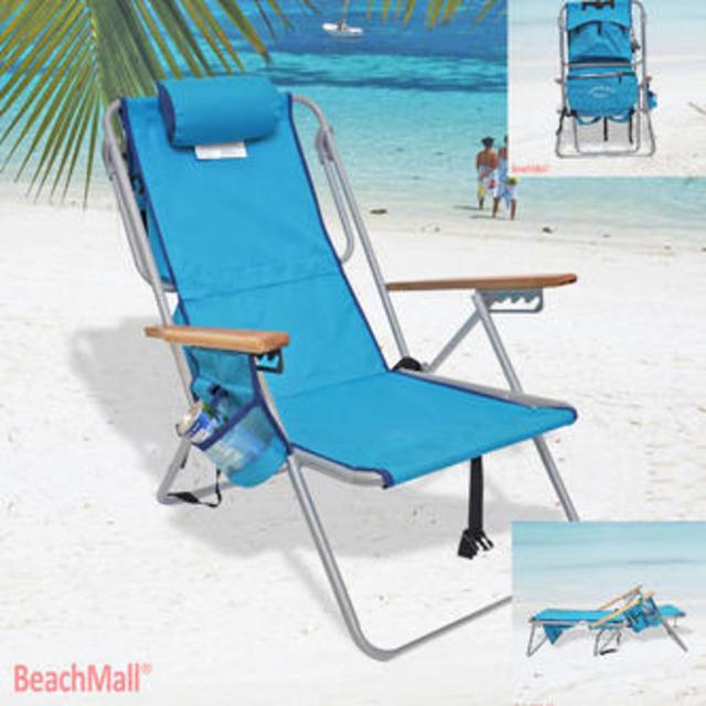 Rio Brands Backpack Steel Beach Chair with Cooler - LayFlat 5 position
