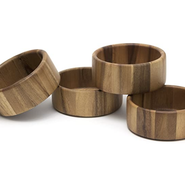 Lipper International Acacia Set of 4, 6 x 2.5 Straight Side Bowls