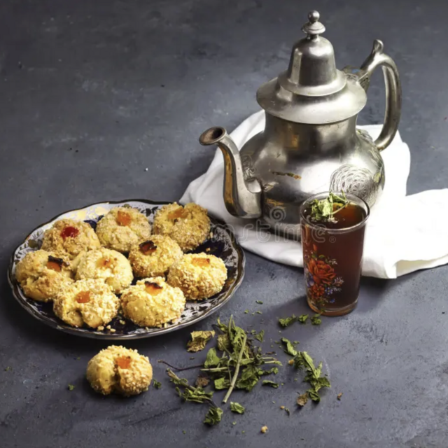 Mint Tea and Sweet Cookies