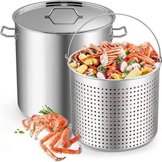 ARC 100 QT Large Crawfish Seafood Boil Pot with Basket