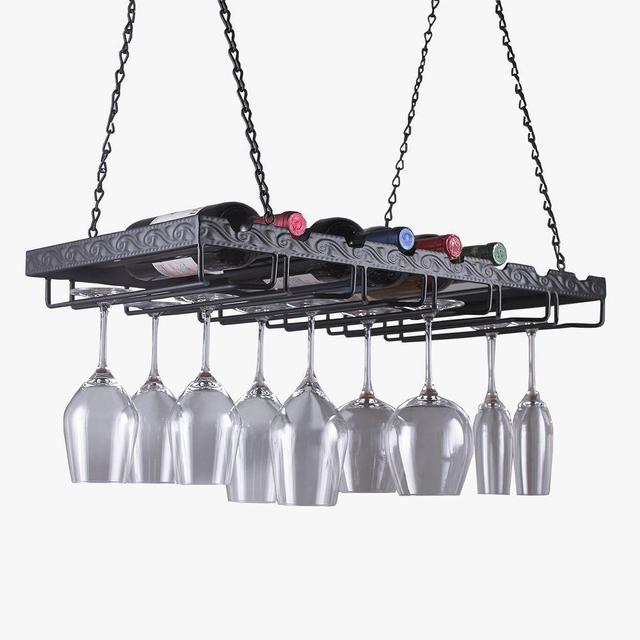 13-3/4 in. W x 2-3/4 in. H x 26 in. D Metal Hanging Wine Glass Rack