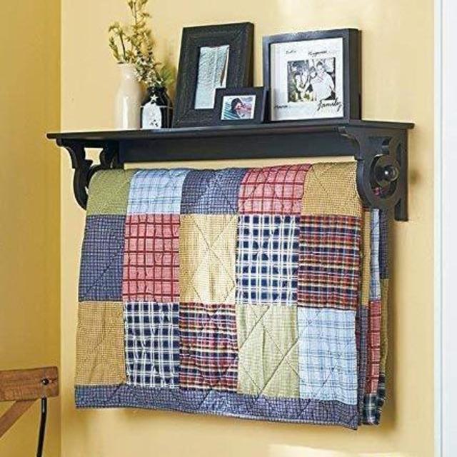 Hanging Wall Shelf-Rack & Quilt Hanger Bedroom Decor by TDP