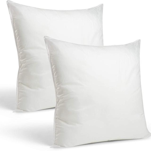 Set of 2-26 x 26 Premium Hypoallergenic European Sleep Pillow Inserts Sham Square Form Polyester, Standard/White - Made in USA