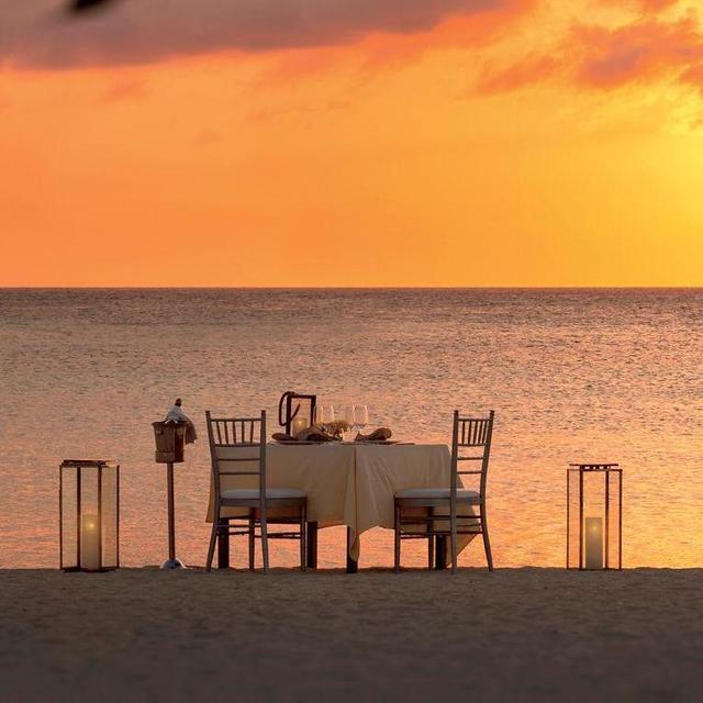 Dinner at sunset on the beach