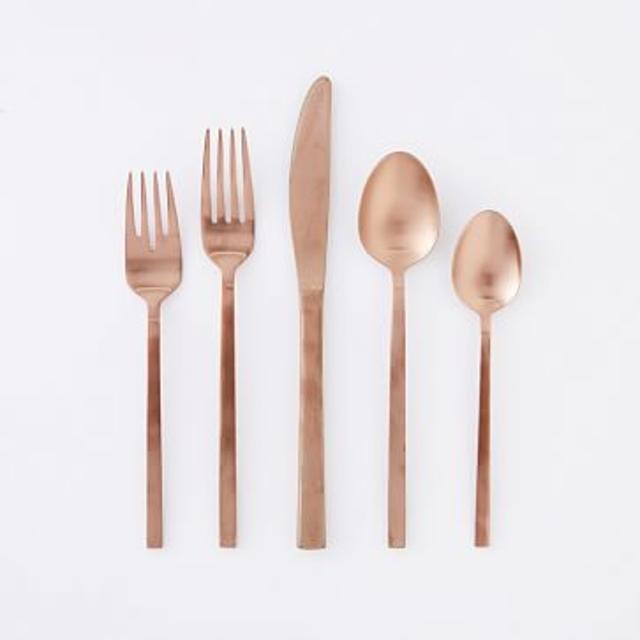 Copper Flatware, 5 Piece Set