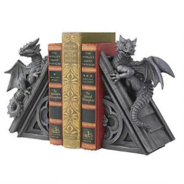 Gothic Castle Dragons Sculptural Bookends