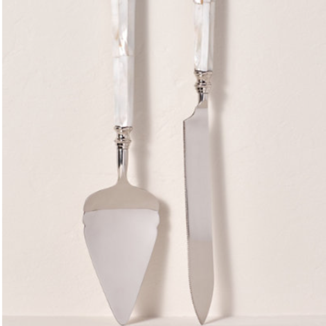 Mother of Pearl Cake Server Set