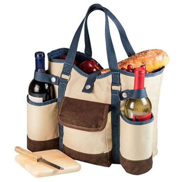 Picnic Time Wine Country Tote - Tan