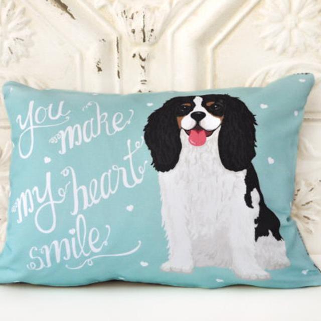 Cavalier King Charles Spaniel Art Pillow- You Make My Heart Smile