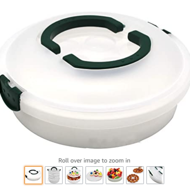 10 Inch Portable Pie Cupcake Carrier Deviled Egg Tray with Lid and Tray 3-In-1 Round Cupcake Container Egg Holder Muffin Tart Cookie Keeper Food (Green)