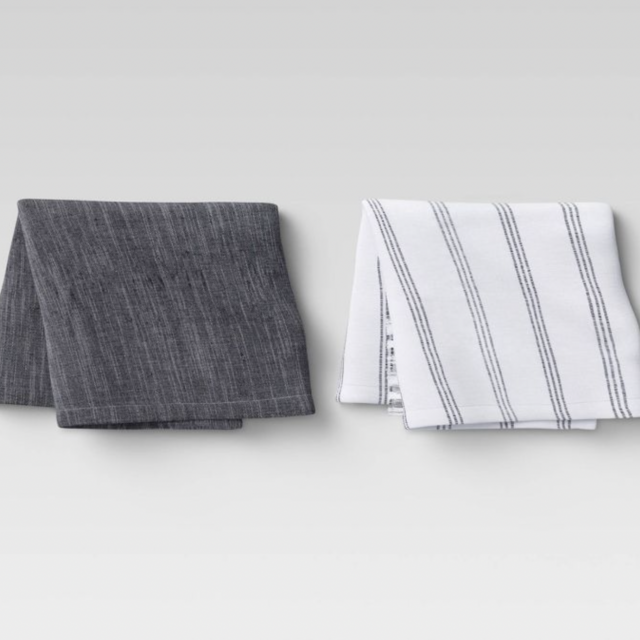 2pk Cotton Fringed Chambray Woven Kitchen Towels - Threshold™